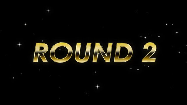 Round 1,2,3,4,5,6,7,8,9,10 animated text writing entry and exit of boxing fight matches, sports fighters, gold themes and other sports with Round 4k chrome