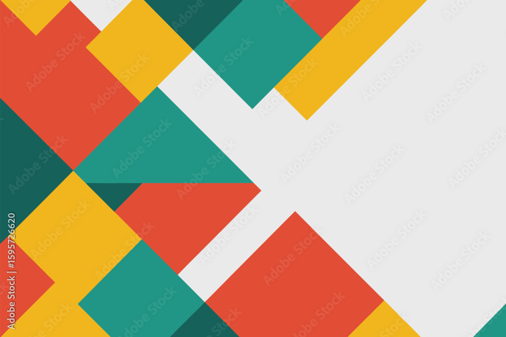 Poster abstract background with colorful geometric shapes including triangles and squares pattern design