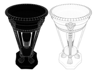 Antique Stone Vase Vector. An Illustration Of a Vintage Retro Old Vase, Isolated on a White Background.