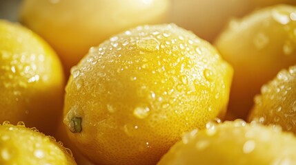 Close-up of wet lemons