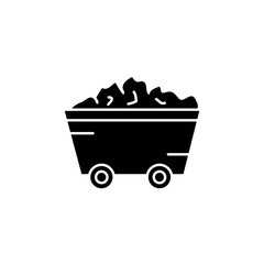 Coal icon. Industrial charcoal , vector flat black Coal Mining Symbol on white background..eps