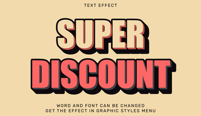 Super discount text effect in 3d design