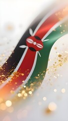 Official Flag series : East Africa - A vibrant vector illustration set of national flags and patriotic ribbons with a sprinkle of gold, featuring the waving flag of Kenya 001