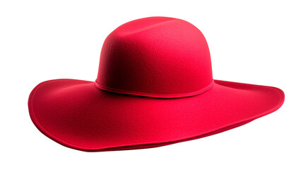 A noble wide-brimmed red hat isolated on a transparent background