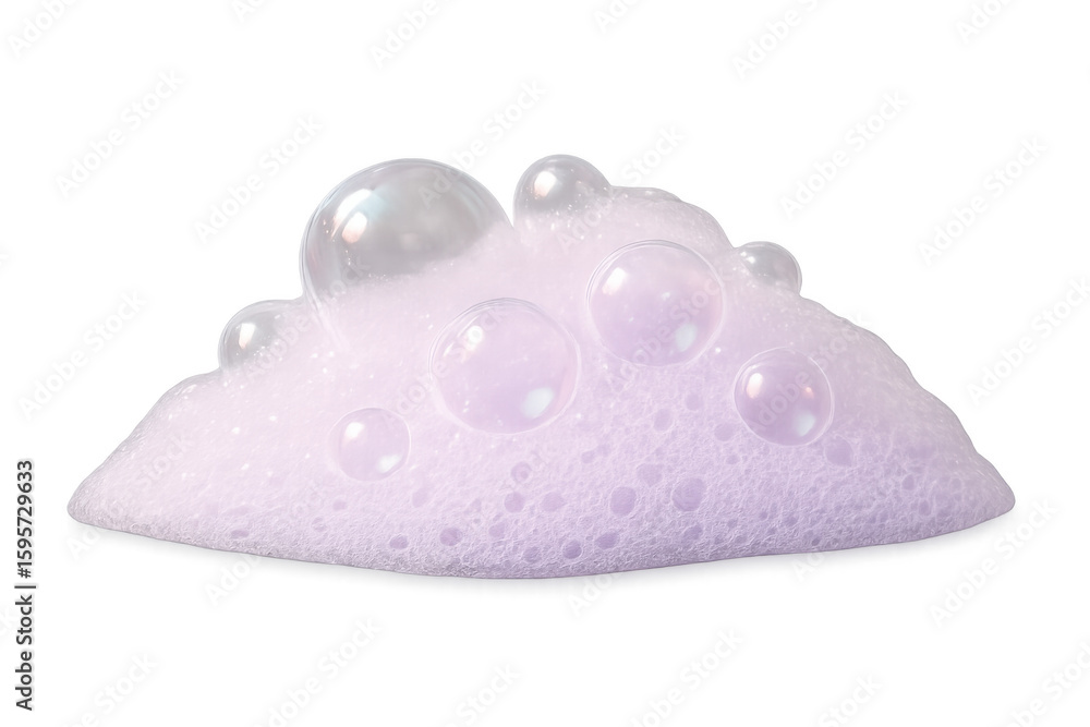 Poster soap suds and bubbles creating foam with transparent background, ideal for bath, shower and cleaning