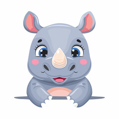 Naklejka premium Cute Rhinoceros Vector Illustration