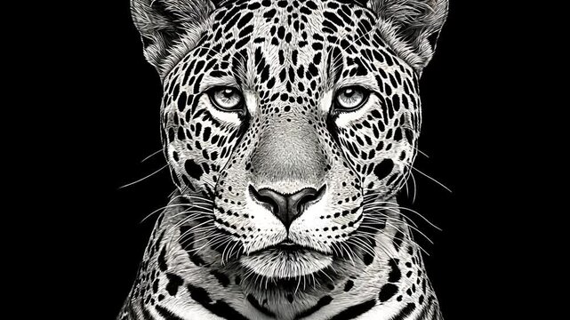 Close-up black and white jaguar portrait (1)