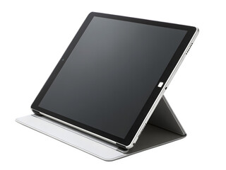 Modern tablet in a protective stand case on a black background