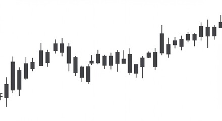 Fototapeta premium Monochrome Candlestick Chart for Financial Market Analysis, Stock Exchange Data, and Investment Trading Trends on White Background
