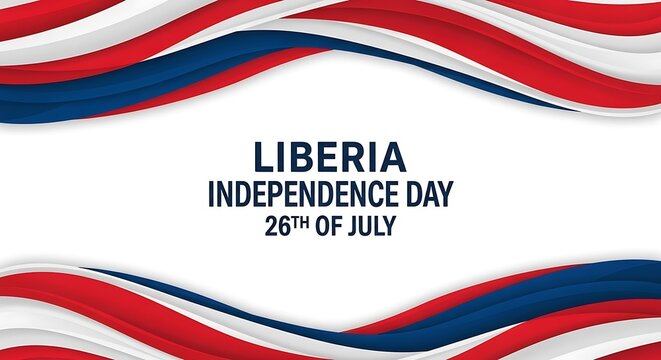 Liberia Independence Day Celebration with Flowing Red, White, and Blue Ribbons