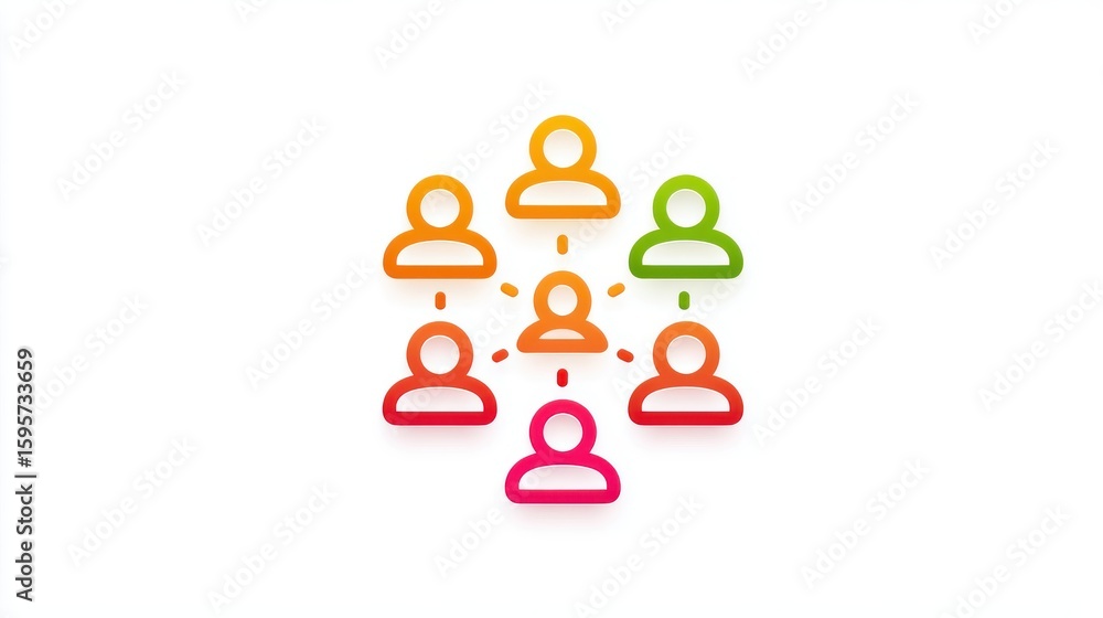 Poster group of account icons connected by lines on a network map, symbolizing social connections or user g