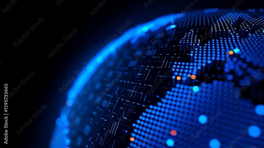 Wall mural globe with digital lines, communication and global data network connections concept