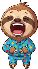 Obraz premium Cute Sleepy Sloth Yawning in Pyjamas Clipart