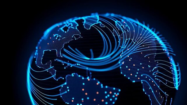 Globe with digital lines, communication and global data network connections concept
