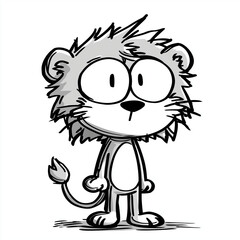 Cartoon Lion Isolated on Transparent Background
