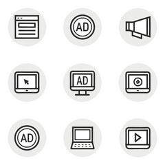 Digital advertising icons online ads marketing