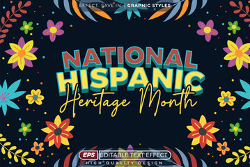 Editable 3d vector text effect national hispanic heritage month for poster design