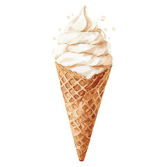 Ice cream cone watercolor illustration isolated