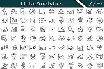 Data Analytics and Business Growth Icon Pack for Dashboards and Reports.