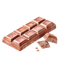 Dark chocolate bar watercolor illustration