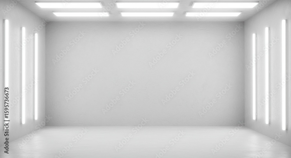 Poster illuminated perspective: an empty room is bathed in the soft glow of strategically placed lighting, 