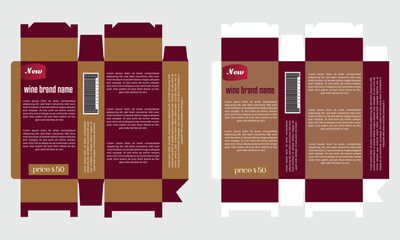 Wine box packaging design template