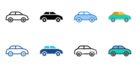 Car icon set multiple style collection 
