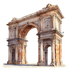 Obraz premium Ancient Roman Archway Illustration for Travel and History Projects