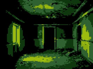 dark room, pixel art of game horror