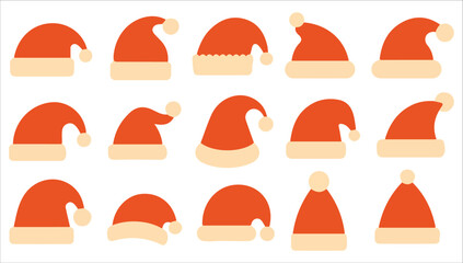 Santa Claus hats Christmas party vector set
