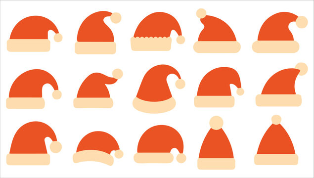 Santa Claus hats Christmas party vector set