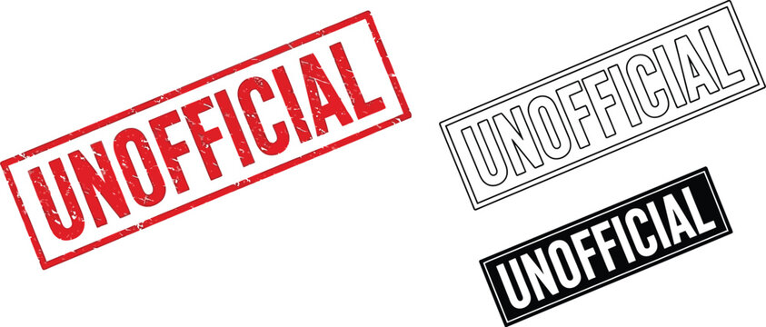 Unofficial stamp unofficial rubber stamp red black outline stamp document stamp label stamp design vector