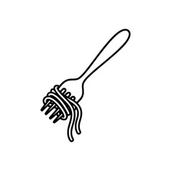 Vector of fork with spaghetti
