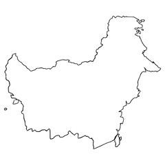 Kalimantan island map illustration hand drawn outline vector