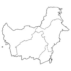Kalimantan island map illustration hand drawn outline vector