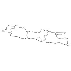 Java island map illustration hand drawn outline vector