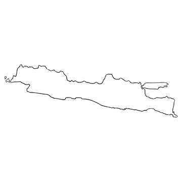 Java island map illustration hand drawn outline vector