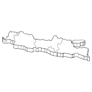 Java island map illustration hand drawn outline vector