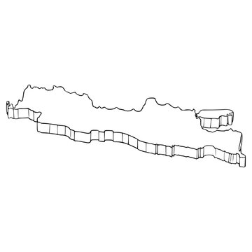 Java island map illustration hand drawn outline vector