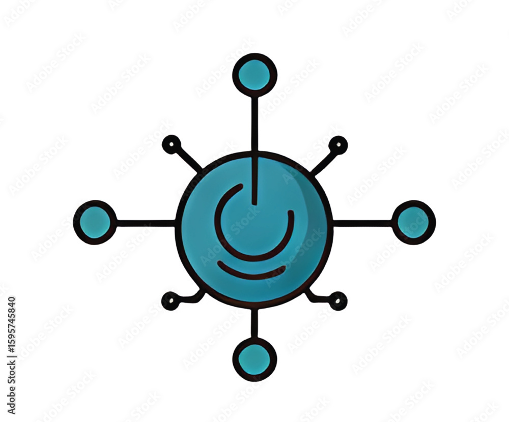 Aufkleber interconnected teal nodes forming a network, symbolizing connection and communication.