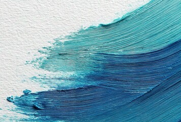 Abstract Teal and Blue Brush Stroke Texture on White Minimalist Background for Poster and Banner Decorative Templates
