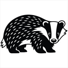 Cute badger woodland animal vector white background