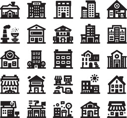 Naklejka premium real estate icons set building