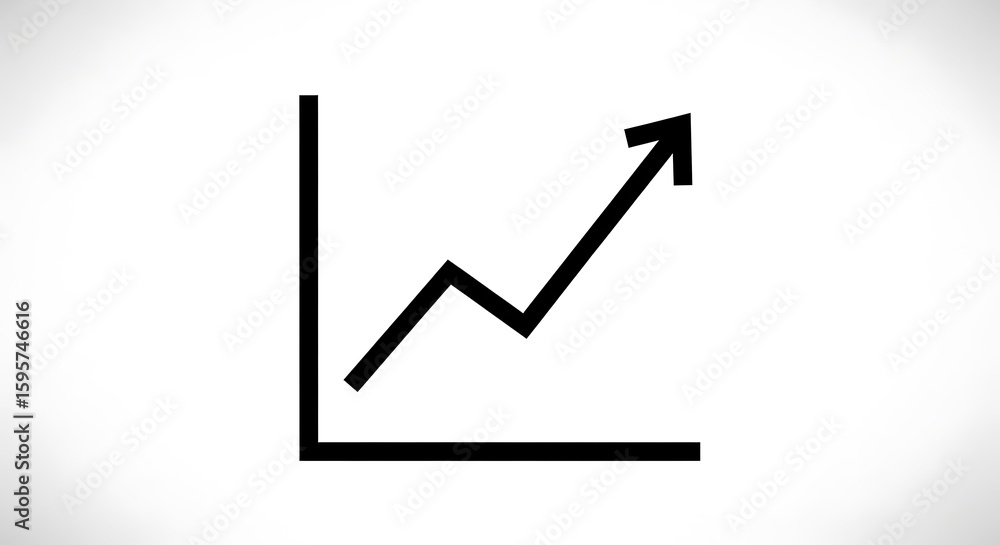 Aufkleber a simple black line graph showing an upward trend on a white background with a slight gradient