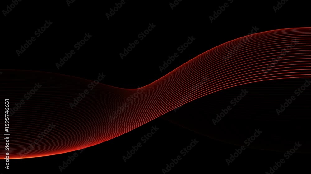 Poster abstract red wave lines flowing on black background - dynamic visuals