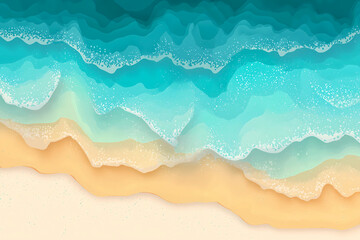 Obraz premium Seamless summer ocean waves and sandy beach border pattern set 