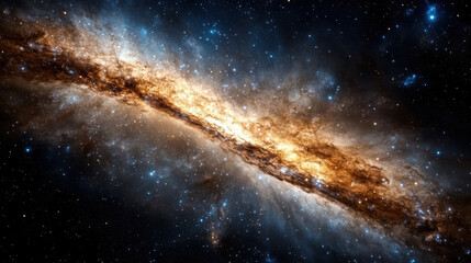 Galactic arc with vibrant colors and cosmic dust creates stunning view of universe