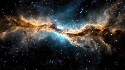 Fototapeta premium Cosmic nebula with vibrant colors and starry background creates mesmerizing view of universe