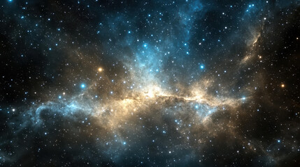 Expansive view of glowing nebula filled with stars and cosmic dust, showcasing beauty and mystery