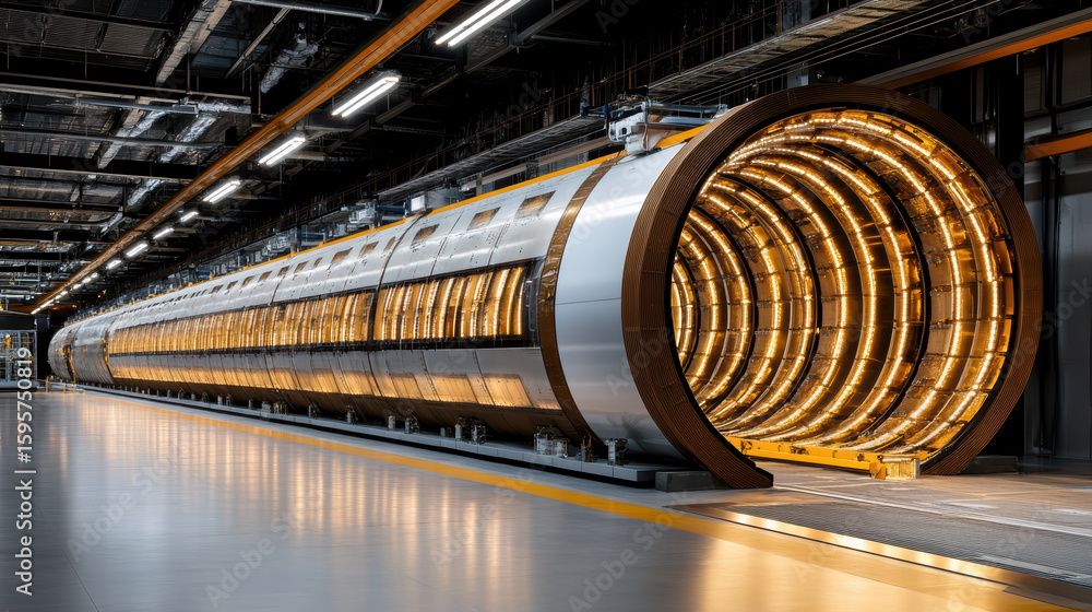 Poster futuristic reactor design with glowing elements and sleek metallic structure
